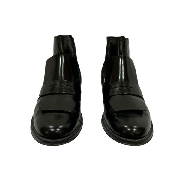 Tod’s Penny Loafer Ankle Boots Glossy Leather Black Chelsea Size 38 US 8 - Picture 6 of 11